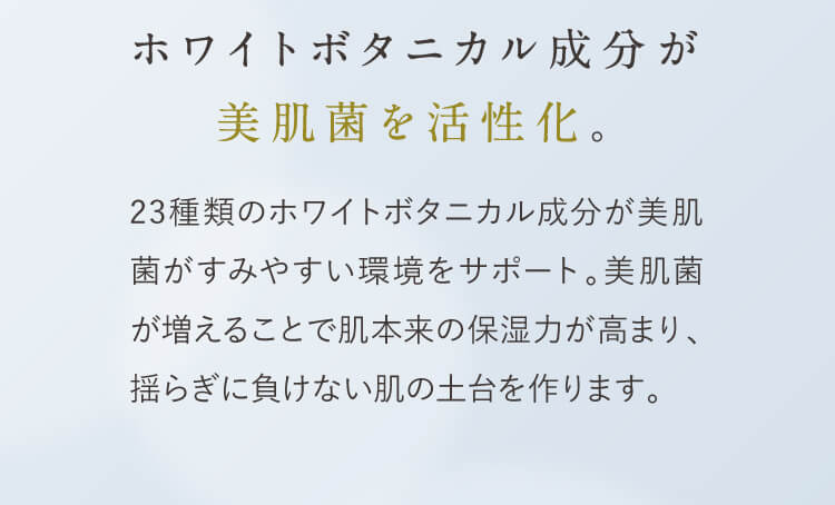 ホワイトボタニカル成分が肌美肌菌を活性化