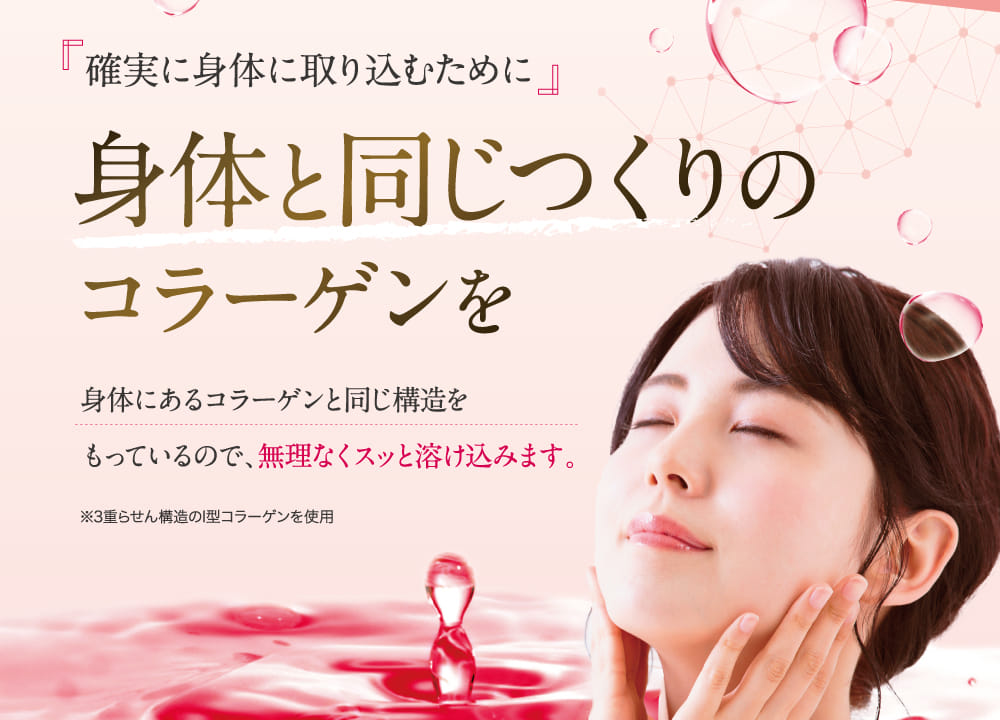 確実に身体に取り込むために身体と同じつくりのコラーゲンを