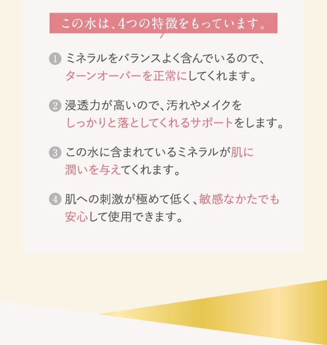 この水は、4つの特徴をもっています。