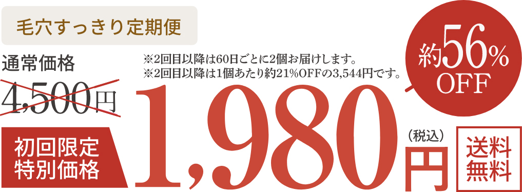 毛穴すっきり定期便初回限定 特別価格1,980円