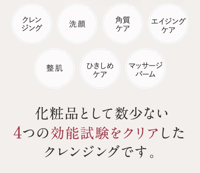 化粧品として数少ない4つの効能試験をクリアしたクレンジングです。
