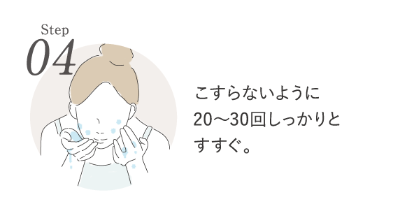 Step04こすらないように20〜30回しっかりとすすぐ。