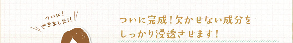 ついに完成！欠かせない成分をしっかり浸透させます！