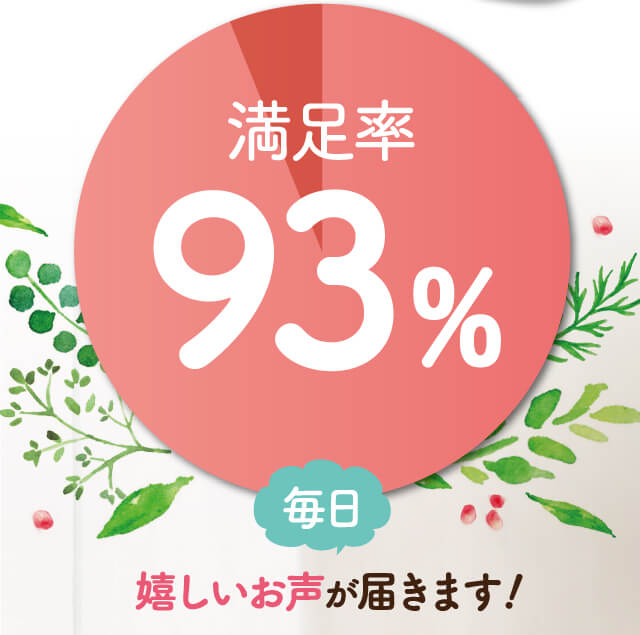 満足率93％ 毎日嬉しいお声が届きます！