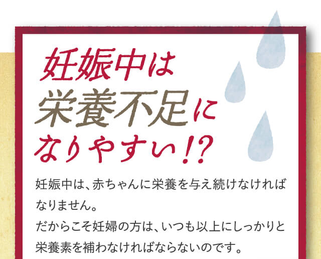 妊娠中は栄養不足に なりやすい！？